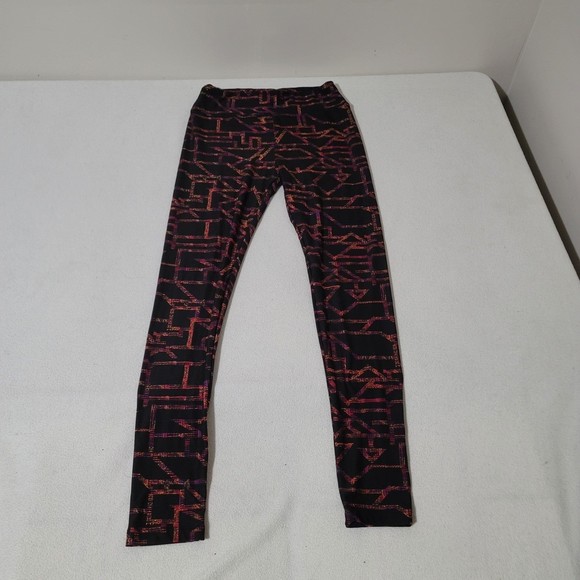 OS Lularoe Leggings Abstract line pattern orange red purple - Picture 2 of 11